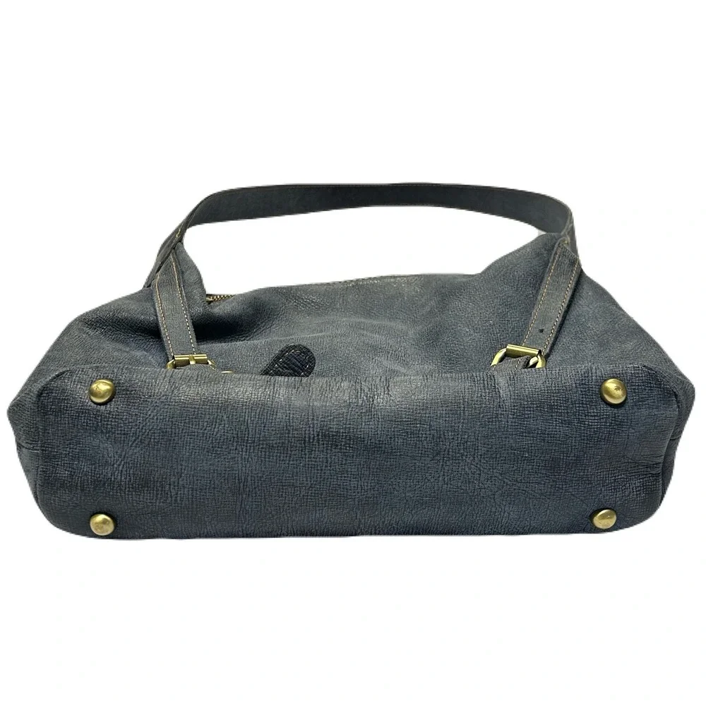 Patricia Nash Leather Hobo‎ Shoulder Bag Slouchy Buckle Straps Textured Blue